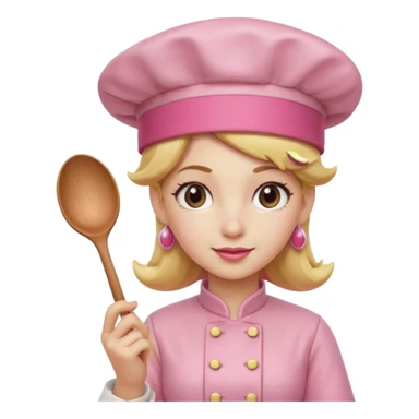 Pink chef hat princess peach with a hand and spoon sticker