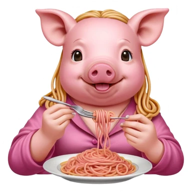   renaissance monalisa pig with pink spaghetti  sticker