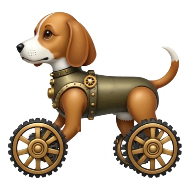 Stylish steampunk Military automaton beagle dog with off-road wheels  sticker