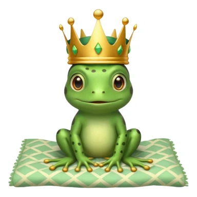 cute little frog with crown on head sitting on bed sticker