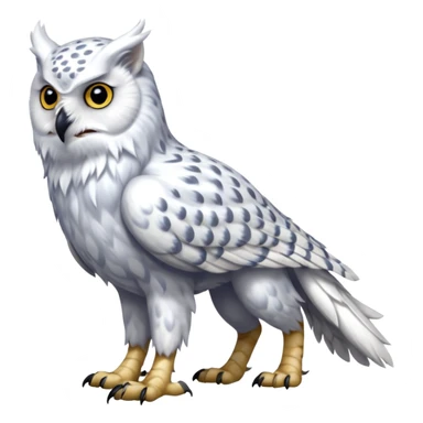 Realistic wild natural elegant pretty beautiful handsome shiny colorful furry 4-legged digitigrade snowy-owl-arctic-fox-snow-leopard-gryphon-griffin-albino-lion-fusion-hybrid-fursona-furry-animal-creature, full body, hyper-realism, long tufted tail sticker