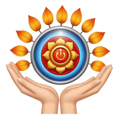 Make a emoji in which a finger taking sudarshan chakra sticker