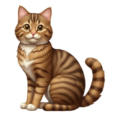 cinematic-[brown tabby cat]-realistic-full-body-sitting-emoji,-tail-curled-playfully-around-its-paws,-head-tilted-dramatically,-fluffy-[tabby]-fur,-simplified-yet-hilariously-adorable-features,-highly-detailed,-glowing-with-an-almost-sarcastic-glow sticker