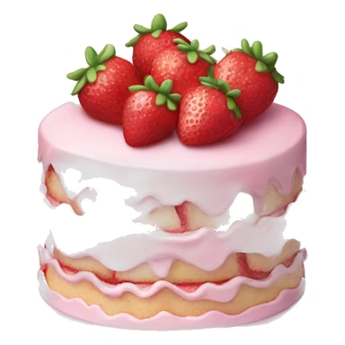 Pink strawberries and cream birthday cake  sticker
