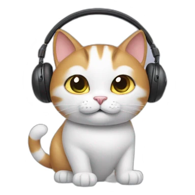 cat wearing apple airpods max headphones sticker