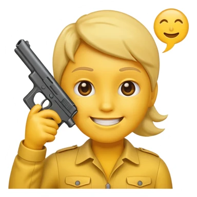 Create a smiling face emoji that’s holding a gun aimed to their forehead sticker