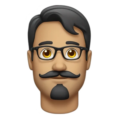man 30yo moustache blackhair strong glasses sticker