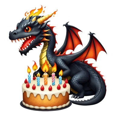 Game of thrones black dragon with a birthday cake sticker