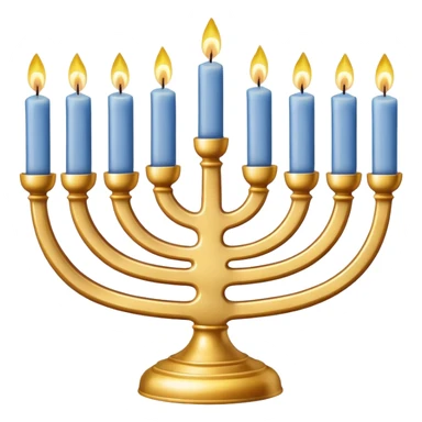 Gold Menorah with four white candles on each side sticker