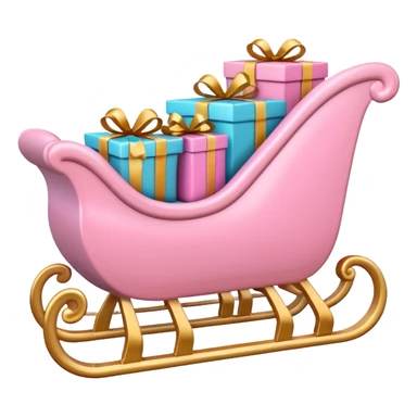 light pink Christmas sleigh with gift boxes, emoji style sticker