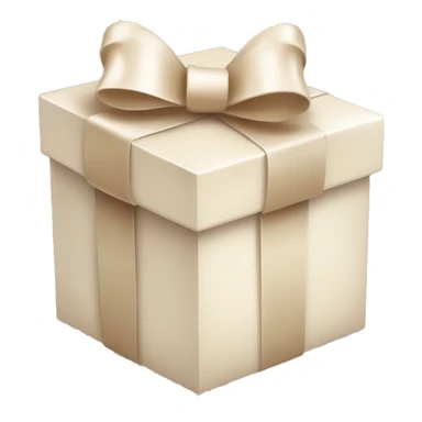 beige gift box white bow ribbon sticker