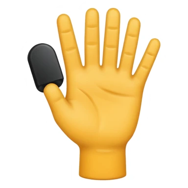 a hand with a black handle sticker