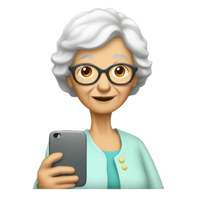 old woman with smartphone sticker