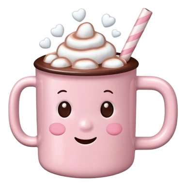 Light Pink mug of hot chocolate with marshmallows  sticker