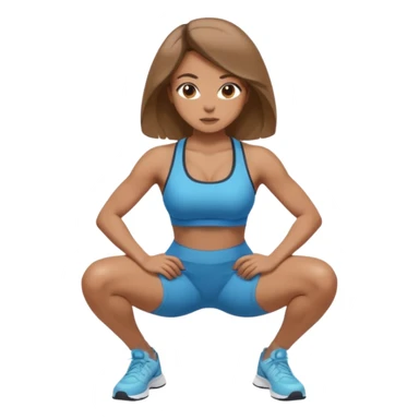 Beautiful woman with light brown shoulder length hair popping a squat without any weights sticker