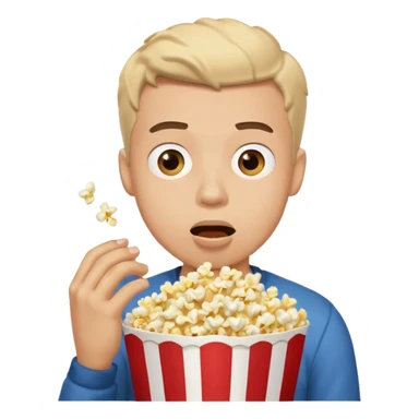 Make a guy eating popcorn in a dramatic conversion sticker