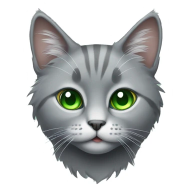 Fluffy gray cat with green eyes sticker