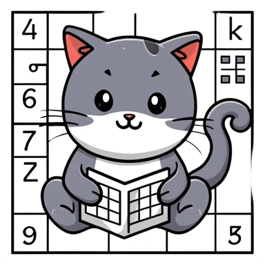 cat playing sudoku sticker