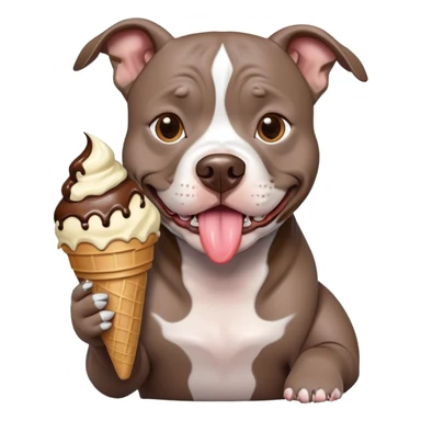 Grey pitbull with an ice cream cone  sticker
