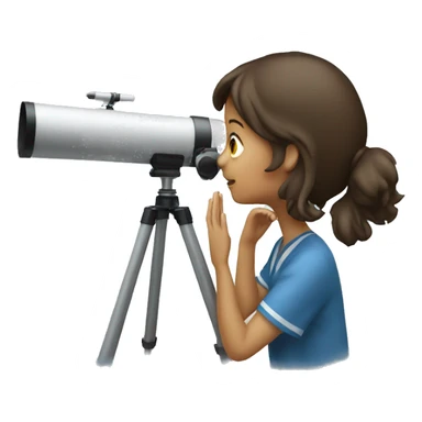 girl watching telescope sticker