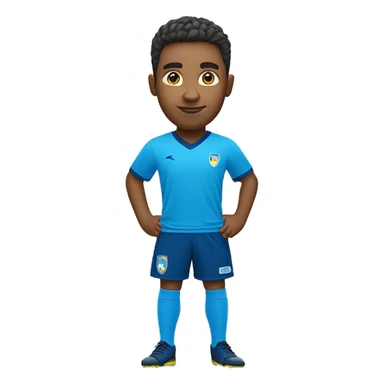 Soccer player in a yellow shirt and blue shorts and blue socks sticker