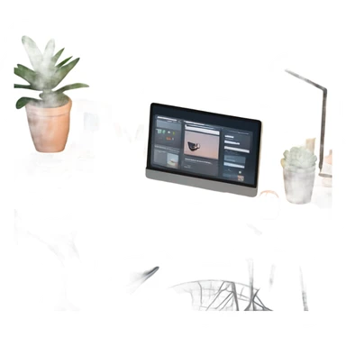 A bright, clean illustration showcasing a modern tech environment for web design and e-commerce solutions. sticker