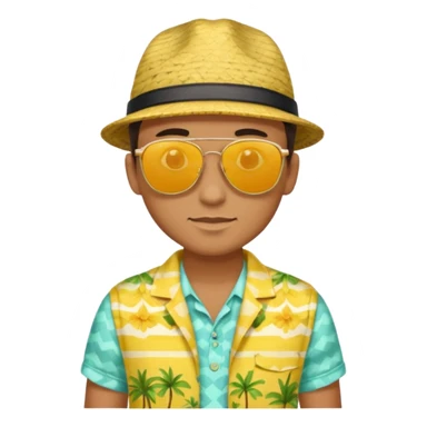 fotographer with yellow paterned summer clothes and sun glasses sticker