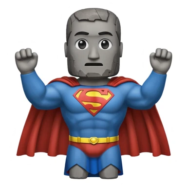 a moai emoji with a superman cape sticker