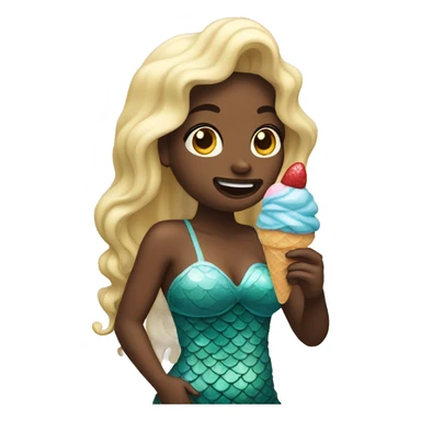 Mermaid eating an ice cream sticker