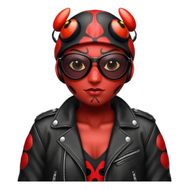 a badass villain ladybug beetle thug with sunglasses and a leather jacket sticker