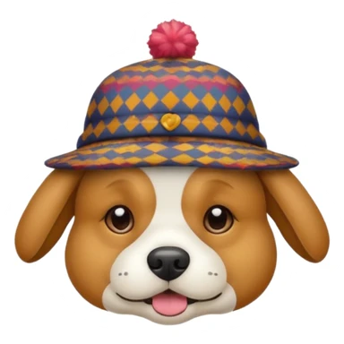 dog animal wearing patterned hat  sticker