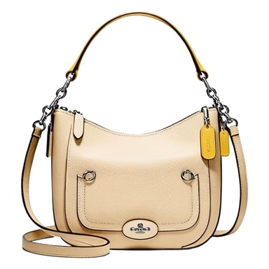 Coach Women's Hadley Mini Crossbody Bag in Pebbled Leather all white beige rectangle
 sticker