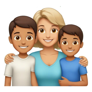 smiling boys and his mom in outdoor setting sticker