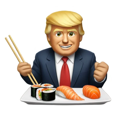 Donald trump eating sushi  sticker