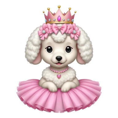 White poodle with pink tiara and tutu sticker