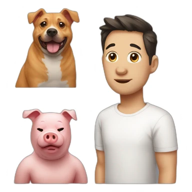 cat man dog big pig sticker