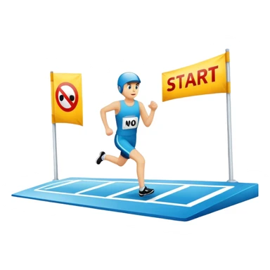 start line at race with banner saying start no people sticker