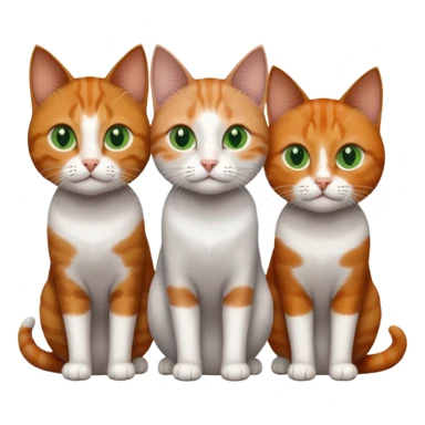 3 different coloured tiny short haired cats, including a dark grey and white cat with green eyes,and  a ginger and white with orange eyes and a brown tabby and white with hazel eyes sticker