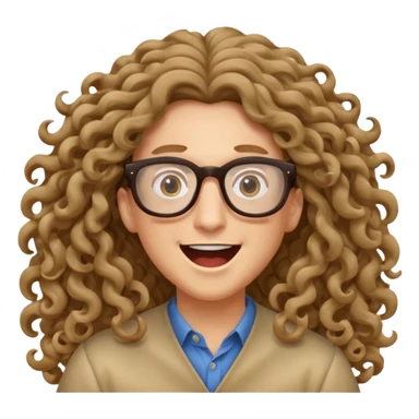 bungee jumping face only with hair flying long curly hair and glassess sticker