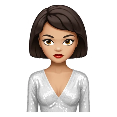 Eartha Kitt with dark brown hair, white sequin outfit sticker