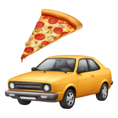 car with pizza sticker