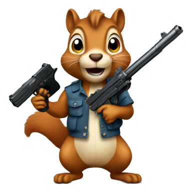 squirrel holding a pistol  sticker