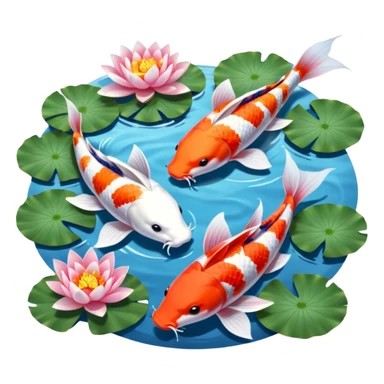romantic koi and lotus pond sticker