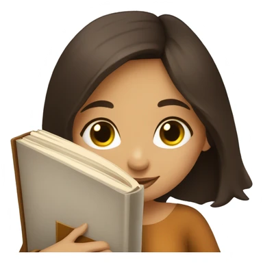 beautiful brunette girl hugging a book sticker
