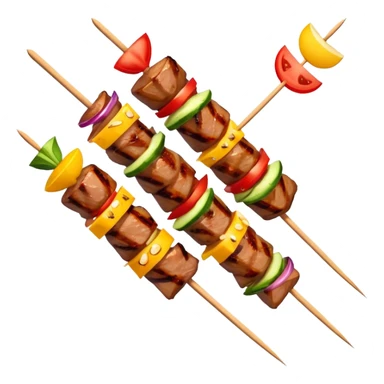 Street food skewer with grilled meat in emoji style sticker