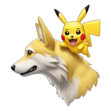 Un loup avec un pikachu sur le dos sticker