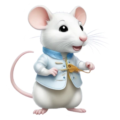 Cinderella's white rat standing use clothes and grab a sewing kit sticker