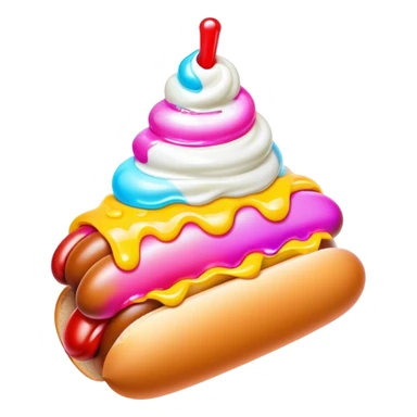 Melting neon ice cream hot dog sundae sticker