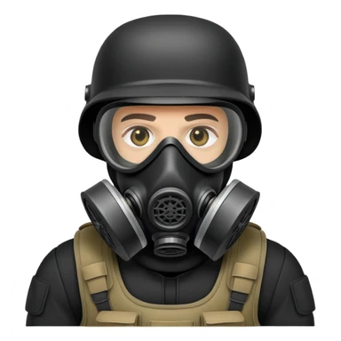 soldier in black bulletproof vest and gas mask sticker