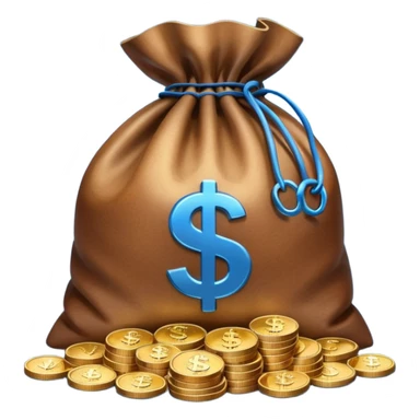 money bag on top of blue coins stack sticker